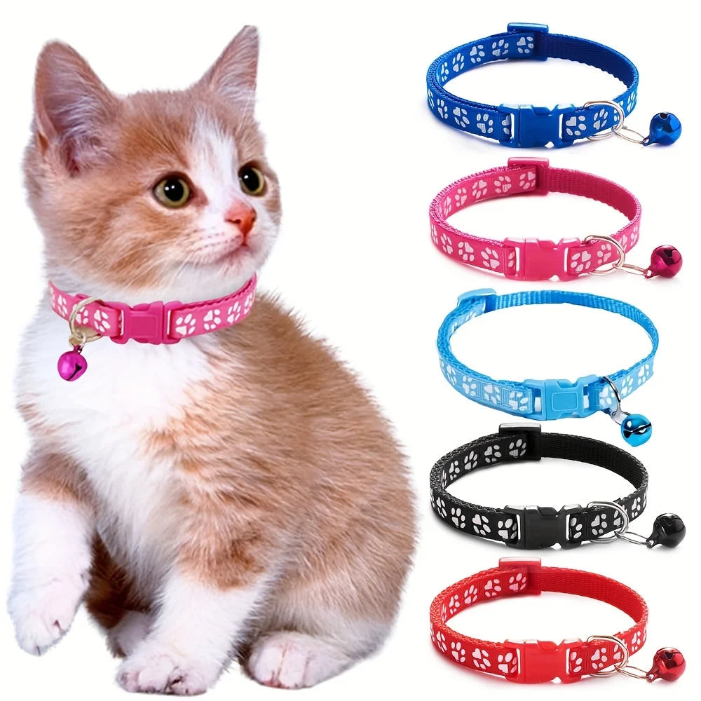 Colorful Cat Collar with Bell – Adjustable, Cute Pattern Pet Accessory