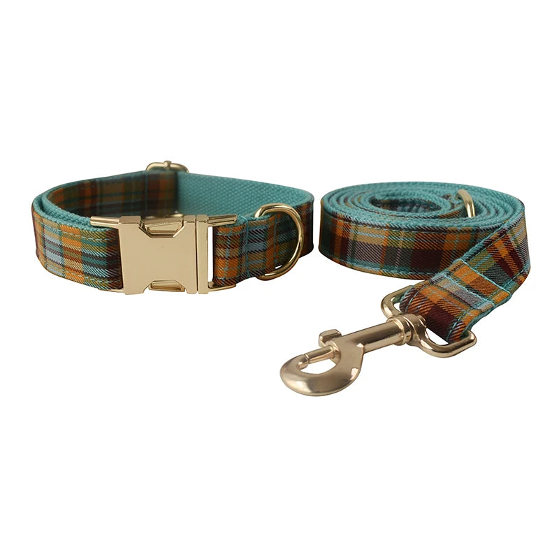 Grid Pet Leash with Free Engraved ID Tag