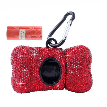 Rhinestone Leash & Bone Bag Dispenser