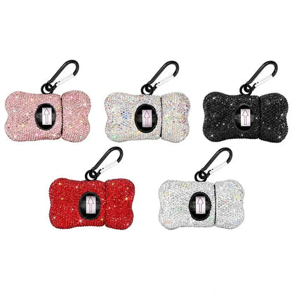 Rhinestone Leash & Bone Bag Dispenser