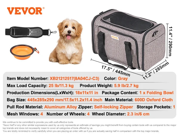 Pet Carrier Backpack with Wheels