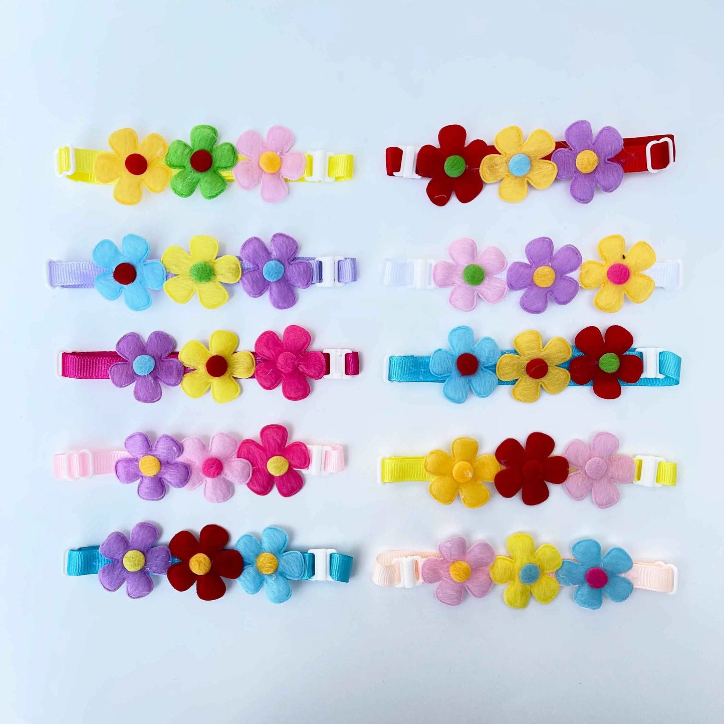 50/100pcs Colorful Flower Dog Bow Ties