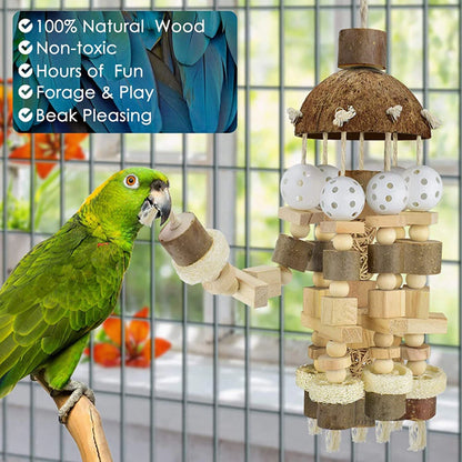 Natural Wooden Blocks Bird Chewing Toy