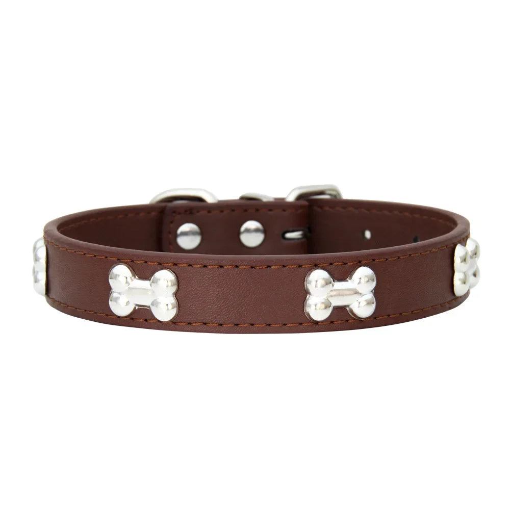 Bone Leather Durable Pet Collar