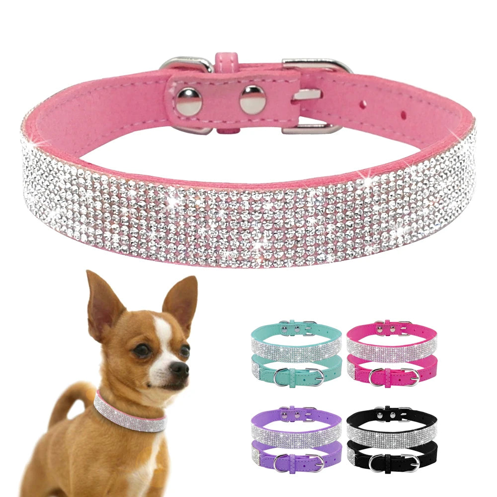 Dog Collar with Crystal Glitter Rhinestones