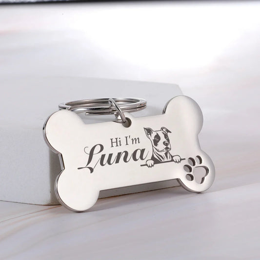 Personalized Dog Collar Tag Bone Pendant