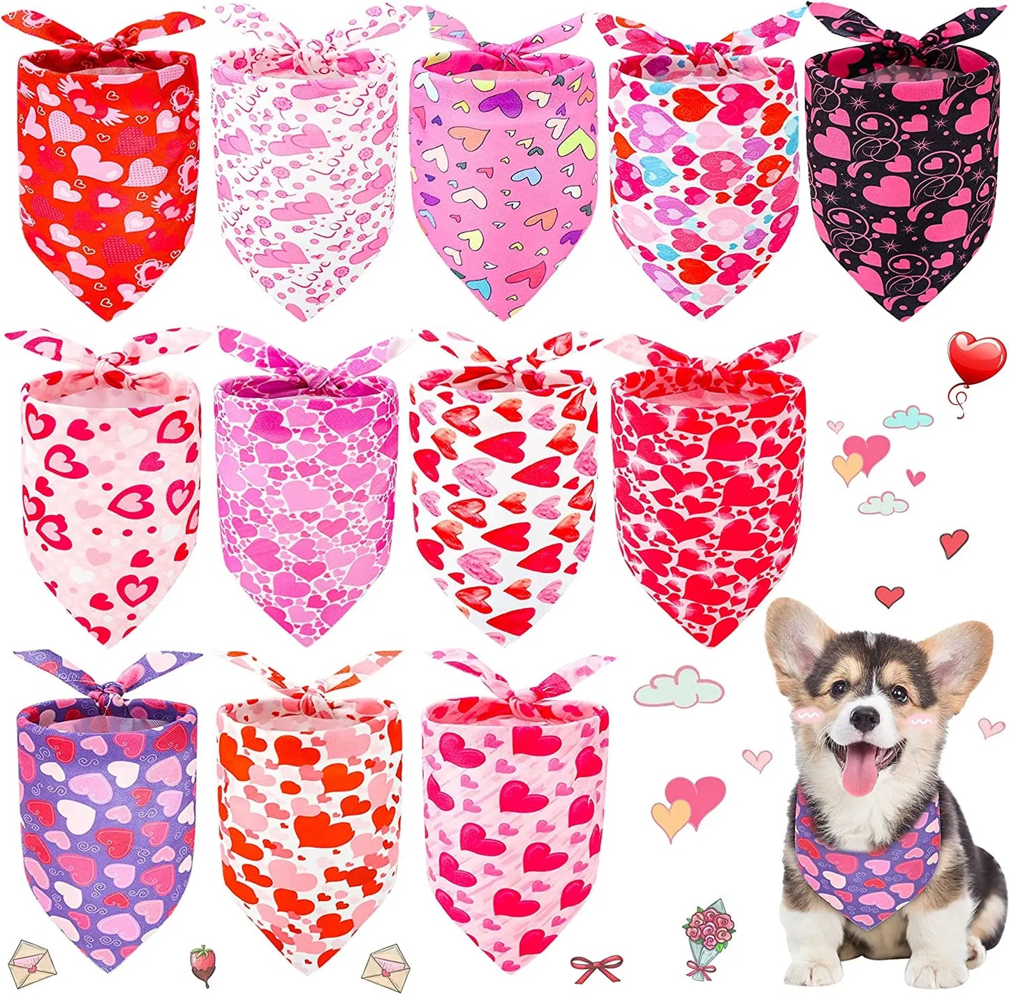 Valentine's Dog Bandanas (20-Pack)