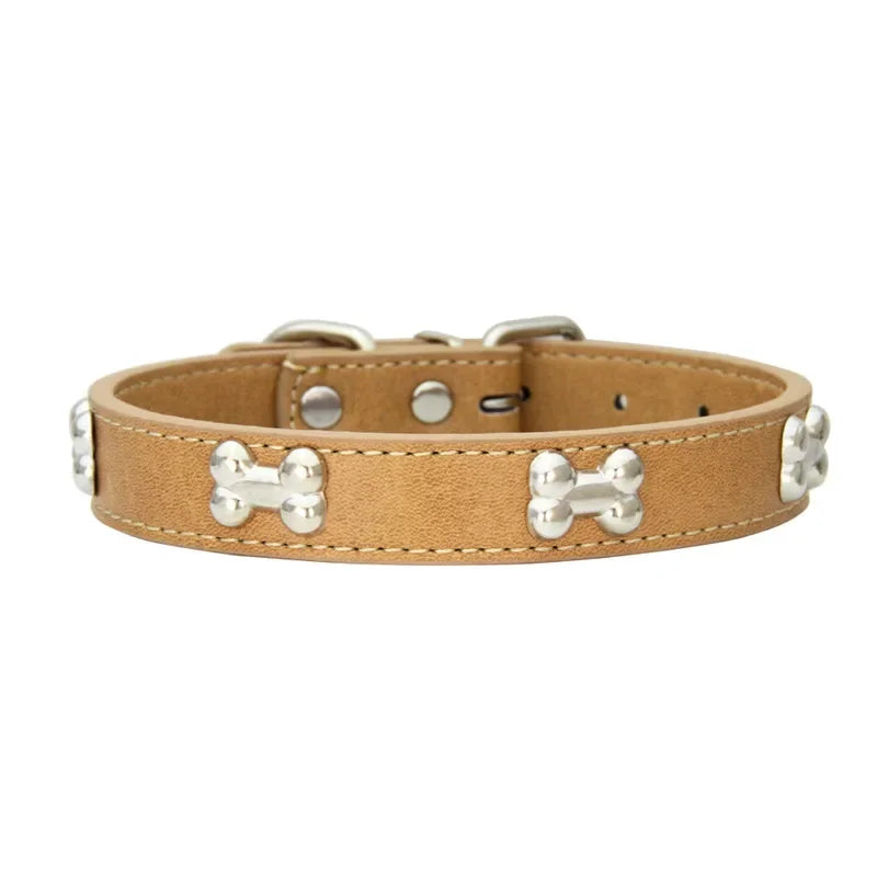 Bone Leather Durable Pet Collar