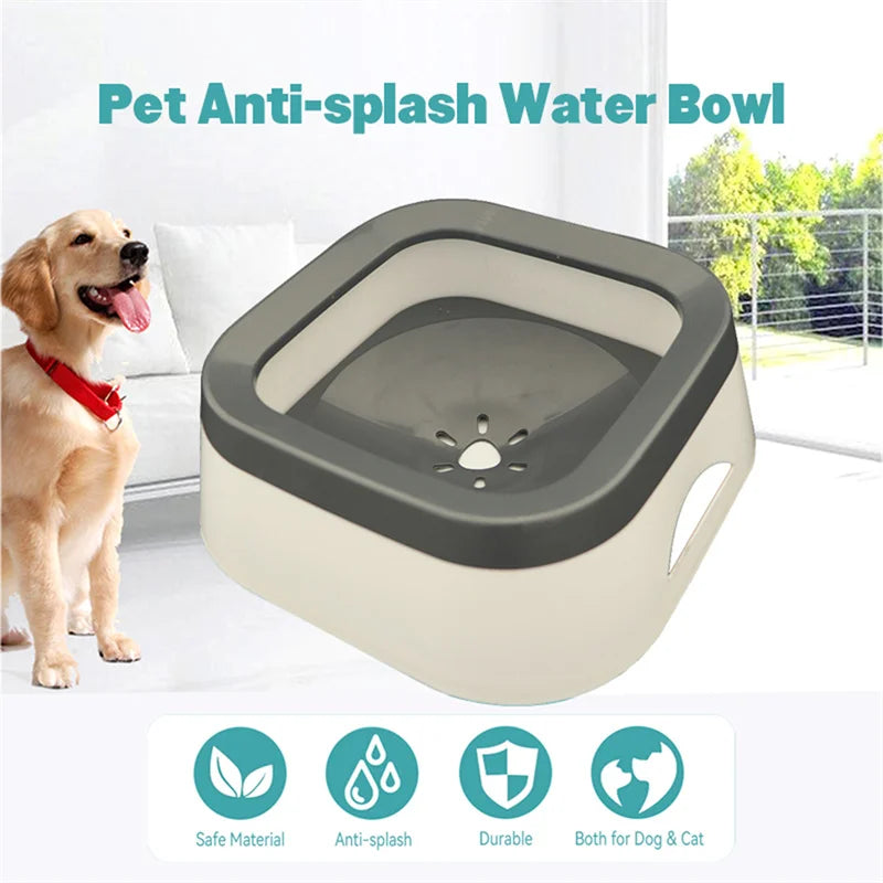 1L Anti-Splash Water Bowl for Dogs & Cats - Large Capacity Drinking Bowl