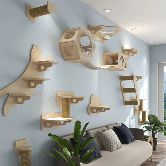 Wall-Mounted Cat Tree with Shelves