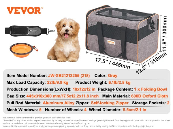 Pet Carrier Backpack with Wheels