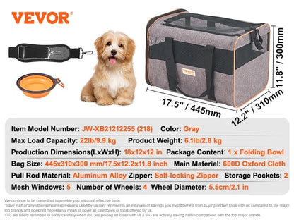 Pet Carrier Backpack with Wheels