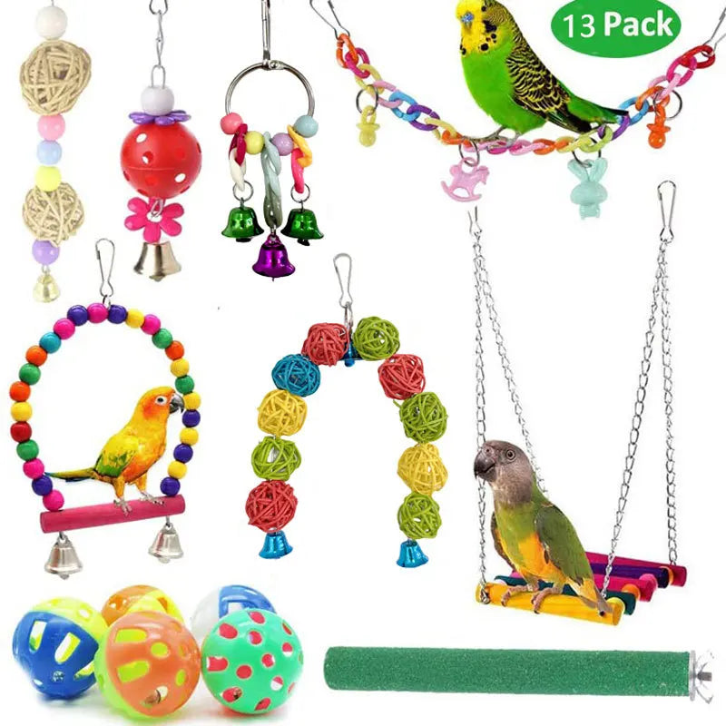 13pcs Bird Toys Chewable Parrot Bird