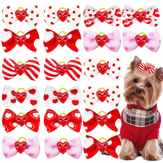 Valentine's Dog Bows – 10/20/30PC