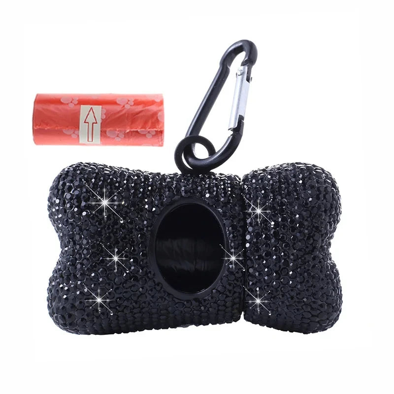 Rhinestone Leash & Bone Bag Dispenser