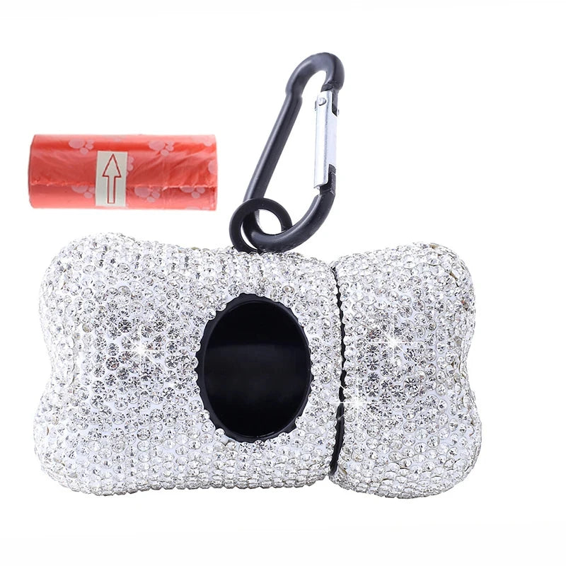 Rhinestone Leash & Bone Bag Dispenser