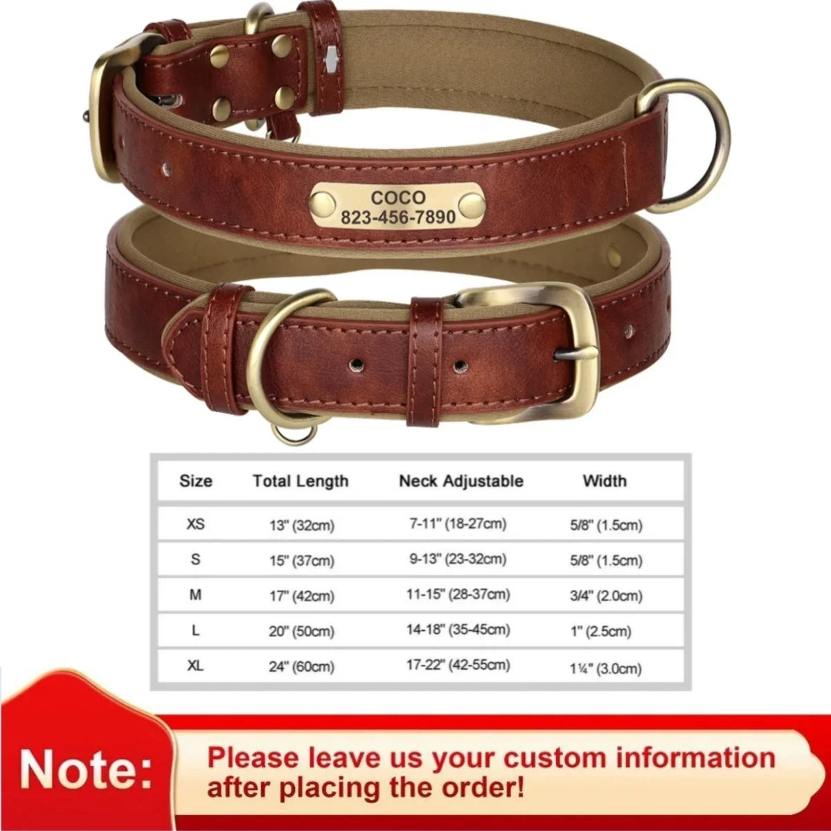 Personalized Leather Dog Collar