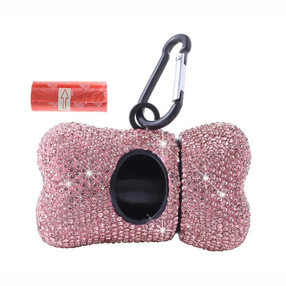 Rhinestone Leash & Bone Bag Dispenser